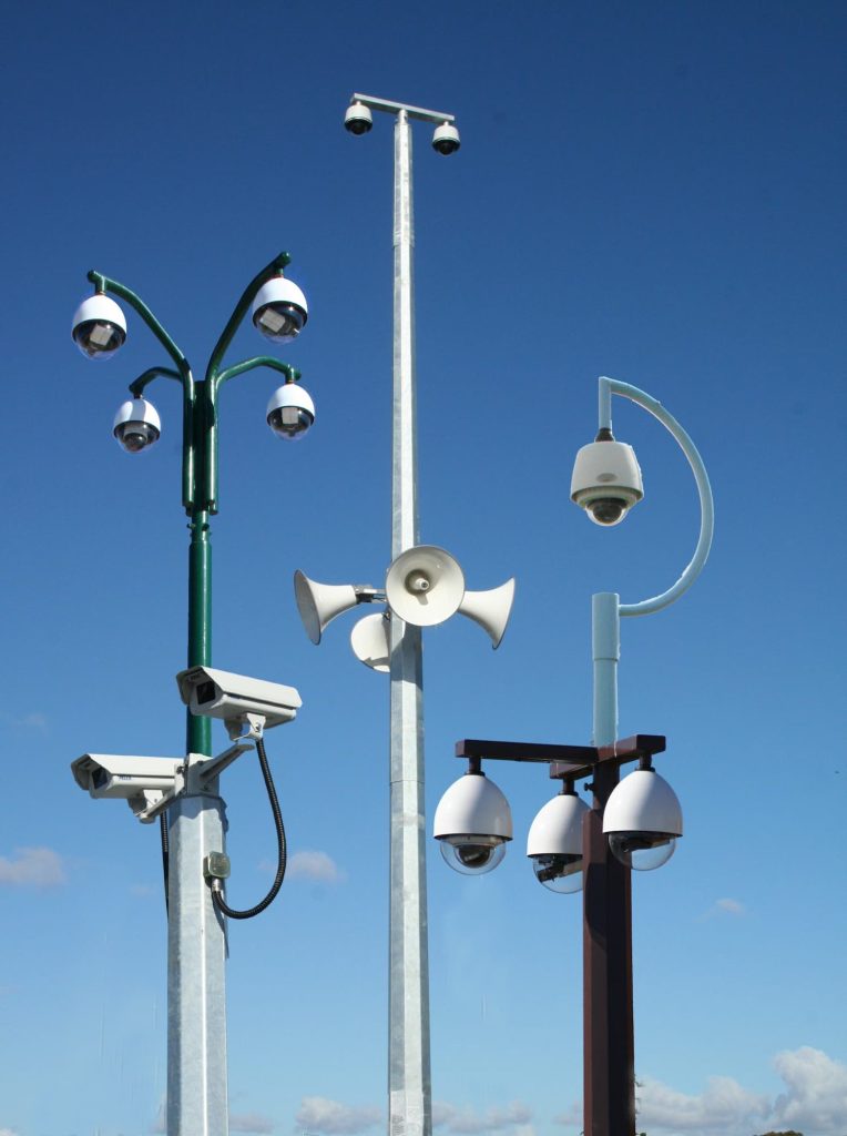An advanced PTZ CCTV camera pole showcasing flexibility and innovation in surveillance technology.